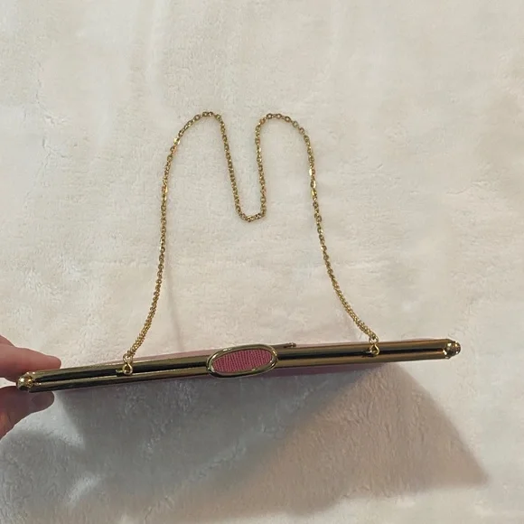 Vintage ETRA Elegant Leather Hand Bag Purse Clutch Bordeaux Goldtone Chain ✨ - Picture 4 of 11